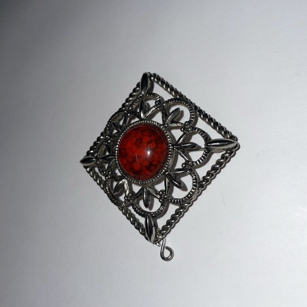 Vintage Signed Sarah Coventry Inca Fire Brooch/Pendant 1970"s